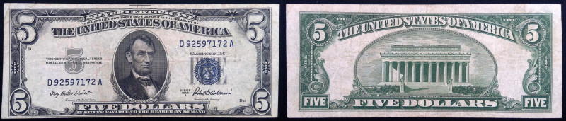 Stati Uniti d'America (1776-oggi) - 5 Dollari - Serie 1953 A - sigillo blu - P# ...