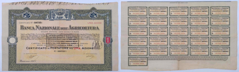 Banca Nazionale dell'Agricoltura - certificato al portatore per 1 azione - Roma,...