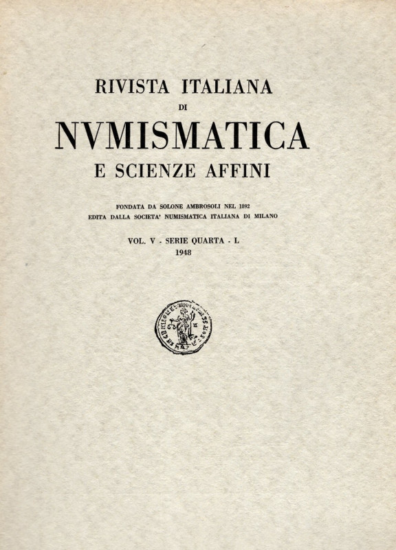 RIVISTA ITALIANA di NUMISMATICA. Milano, 1948. completo. Indice; S.N.I. Vittorio...