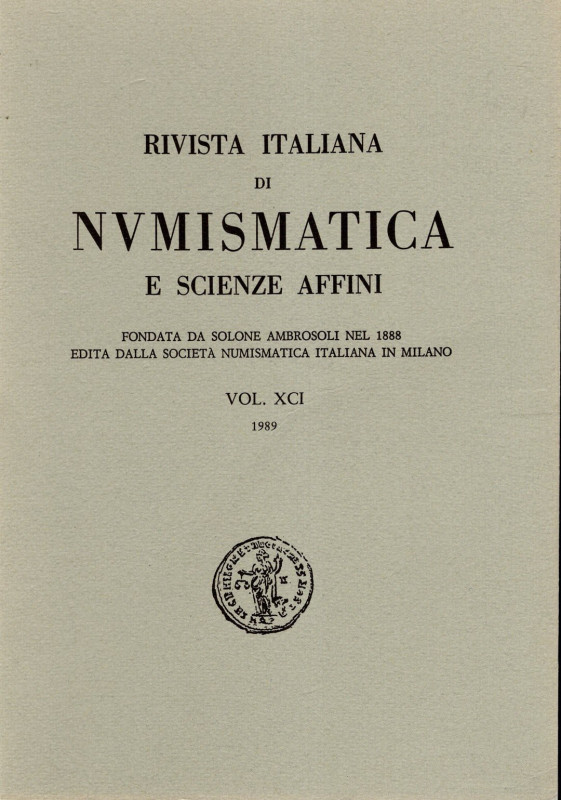 A.A.V.V. - S.N.I. Rivista italiana di numismatica. Milano, 1989. Indice: ZODDA D...