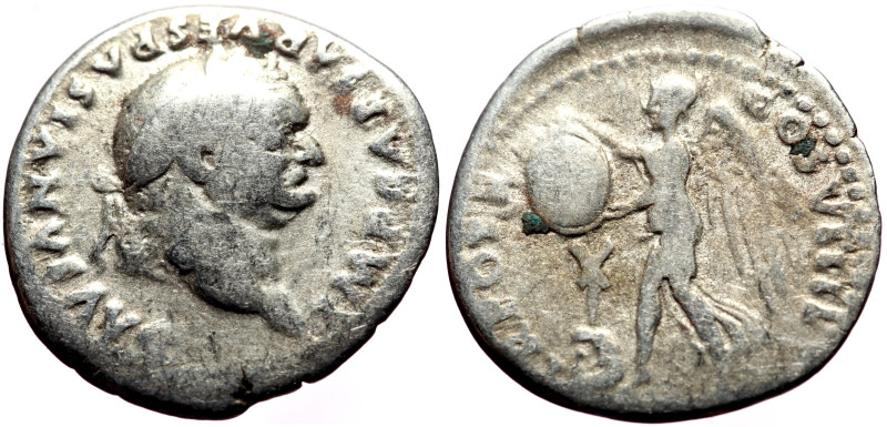 Vespasian (69-79) AR Denarius (Silver, 3.00g, 19mm) Rome, 79. 
Obv: MP CAESAR VE...