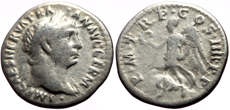 Trajan (98-117). AR denarius (Silver, 18mm, 2.87g) Rome, 101-102. 
Obv: IMP CAES...