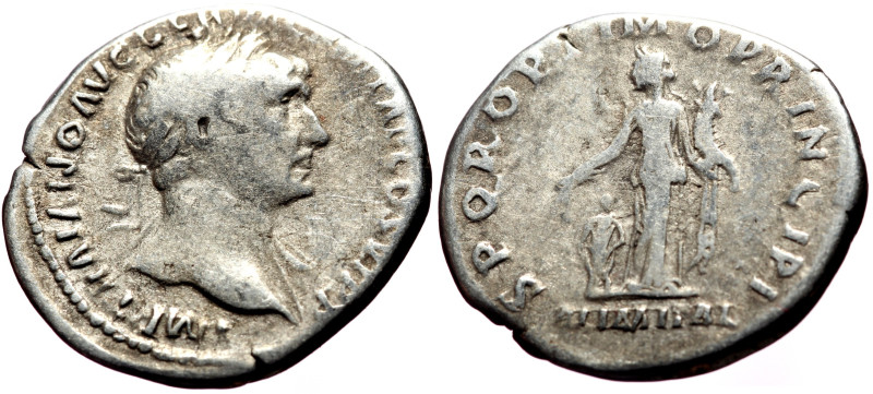 Trajan (98-117) AR Denarius (Silver, 3.47g, 19mm) Rome, 112-114. 
Obv: IMP TRAIA...