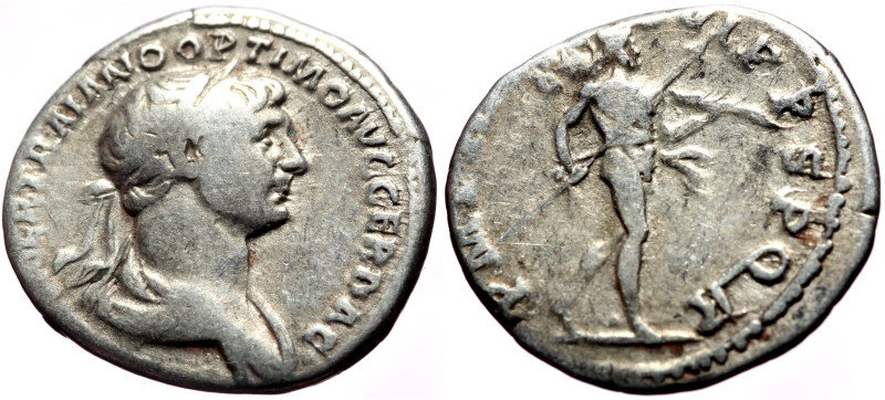 Trajan (98-117) AR Denarius (Silver, 3.38g, 19mm) Rome, 114-117. 
Obv: IMP CAES ...