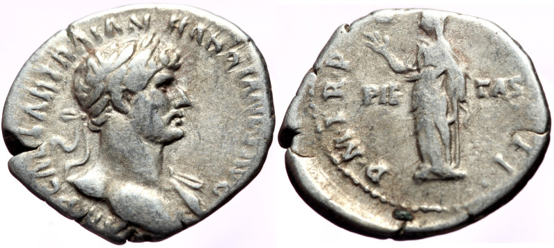 Hadrian (117-138) AR Denarius (Silver, 3.26g, 20mm) Rome, 118. 
Obv: IMP CAESAR ...