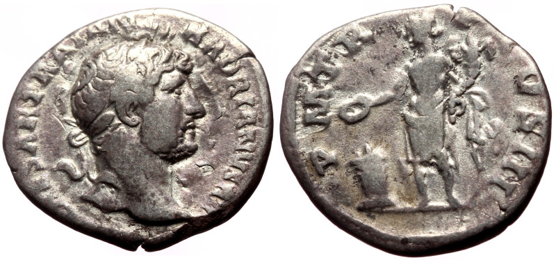 Hadrian (117-138) AR Denarius (Silver, 2.68g, 19mm) Rome, 124-128. 
Obv: HADRIAN...