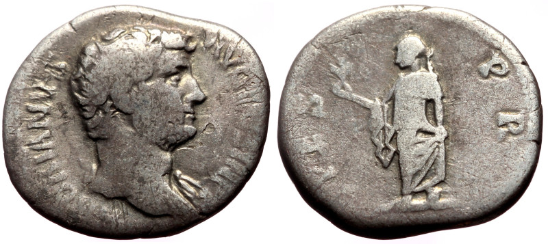 Hadrian (117-138) AR Denarius (Silver, 2.73g, 17mm) Rome, 124-128. 
Obv: HADRIAN...