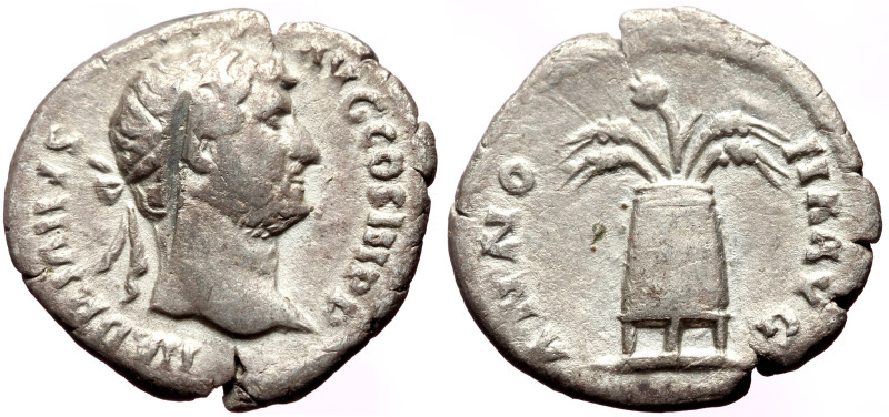 Hadrian (117-138) AR Denarius (Silver, 2.73g, 18mm) Rome, 134-138. 
Obv: HADRIAN...