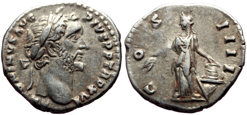 Antoninus Pius (138-161) AR Denarius (Silver, 3.45g, 18mm) Rome, 153-154
Obv: AN...