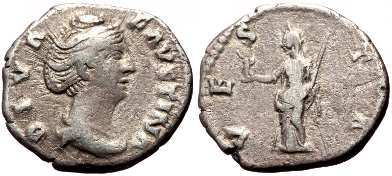 Diva Faustina I (Died 140/1) AR Denarius (Silver, 2.47g, 17mm) Rome. 
Obv: DIVA ...