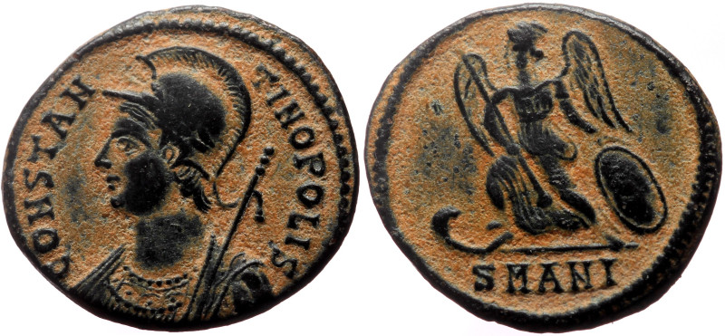 Commemorative series (330-354) AE Follis (Bronze, 3.07g, 18mm) Antioch. 
Obv: CO...