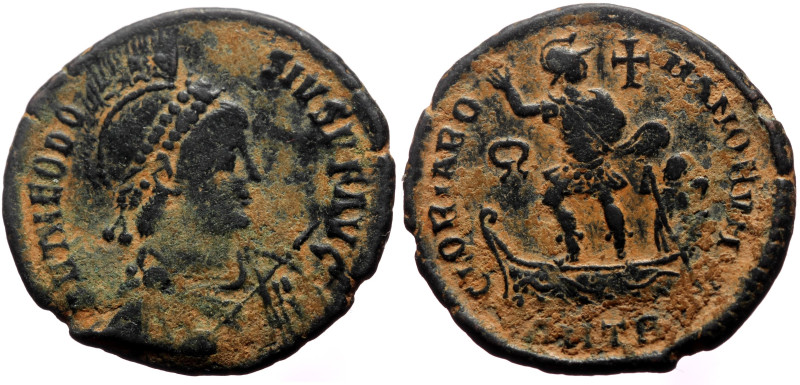 Theodosius I (379-395) AE Follis (Bronze, 5.06, 23mm) Antioch, 379. 
Obv: D N TH...