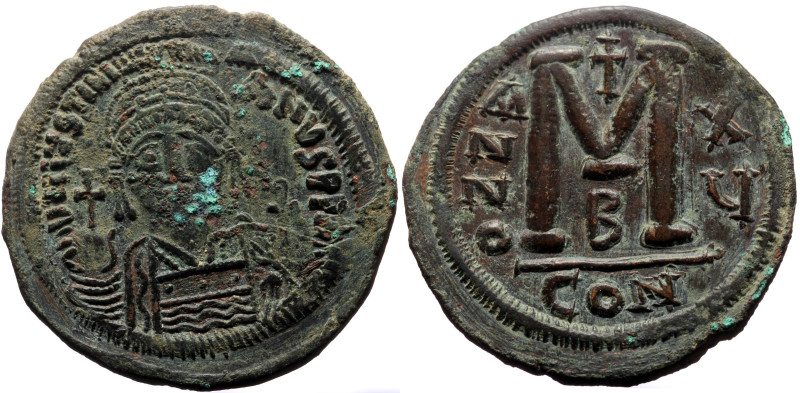 Justinian I (527-565) AE Follis (Bronze, 40mm, 23.05g) Constantinople mint, 2nd ...