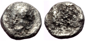 Attica, Athens (?) AR Tetartemorion (Silver, 0.12g, 5mm) ca 515-510 BC. 
Obv: Helmeted head of Athena to right, with her entire helmet crest visible. ...