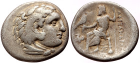 Kings of Macedon, Alexander III The Great (336-323 BC) Lifetime issue, ca 328-323 BC, AR Drachm (Silver, 4.02g, 18mm) 
Obv: Head of Heracles r. wearin...