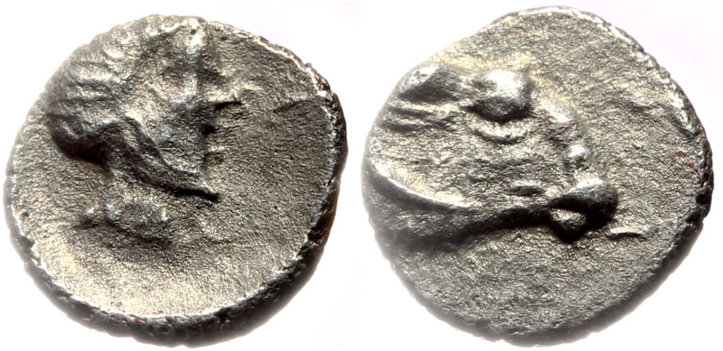 Troas, Kebren AR Tetartemorion (Silver, 0.33g, 7mm) 4th century BC
Obv: Head of ...