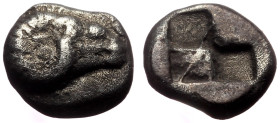 Troas, Kebren AR (Silver, 1.31g, 9mm) 5th century BC. 
Obv: Ram’s head right 
Rev: Quadripartite incuse square. 
Ref: SNG München 280; SNG Copenhagen ...