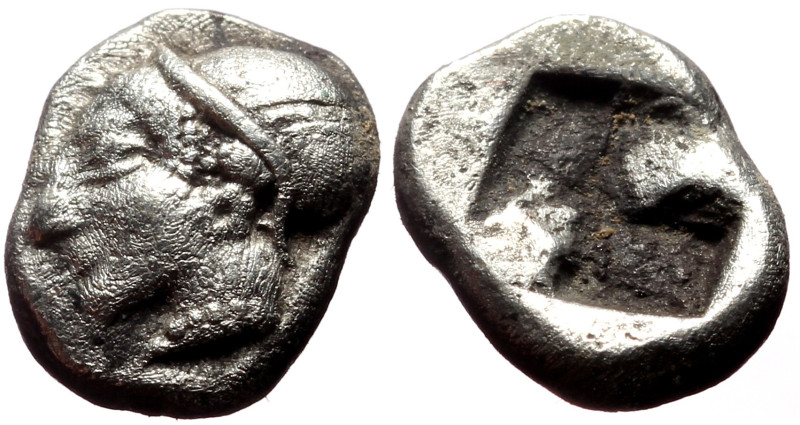 Ionia, Phokaia (ca 521-478 BC) AR Diobol (Silver, 10mm, 1.28g) 
Obv: Head of a n...