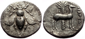 *Unpublished with this magistrate.*
Ionia, Ephesos AR Drachm (Silver, 3.92g, 19mm) ca 202-150 BC. (...) tagenes, magistrate.
Obv: Bee
Rev: Stag sta...