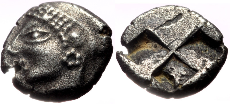 Ionia, Phokaia AR Diobol (Silver, 10mm, 1.15g) c. 521-478 BC. 
Obv: Head of a ny...