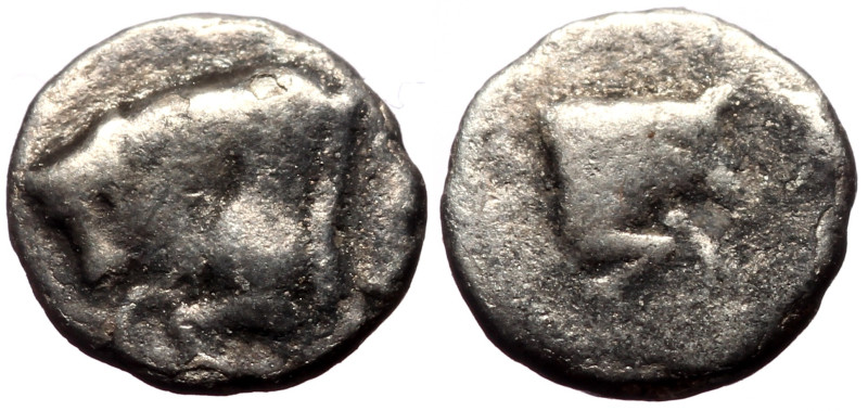 Caria, uncertain mint AR Hemiobol (Silver, 0.30g, 7mm) ca 5th century BC 
Obv: F...