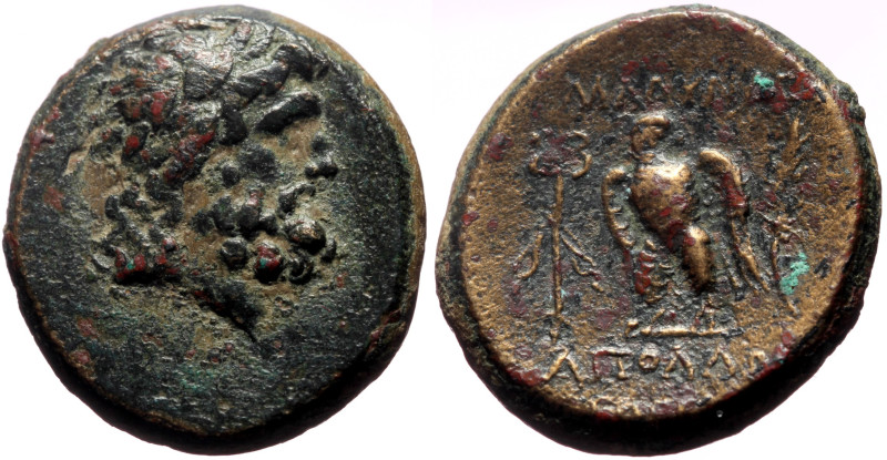 Lydia, Blaundos AE (Bronze, 9.74g, 22mm) 2nd century BC Apollo and Theogens, mag...