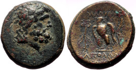 Lydia, Blaundos AE (Bronze, 9.74g, 22mm) 2nd century BC Apollo and Theogens, magistrates.
Obv: Laureate head of Zeus right.
Rev: ΜΛΑΥΝΔΕωΝ / ΑΠΟΛΛΩΝ /...