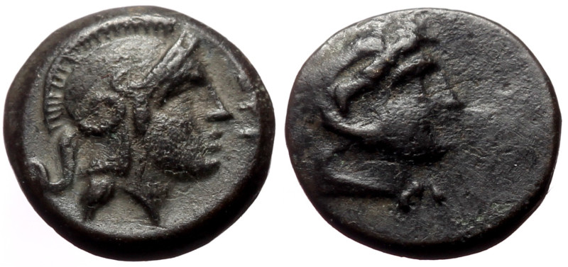Mysia, Pergamon AE (Bronze, 0.90g, 9mm) ca 310-282 BC
Obv: Head of Herakles righ...