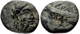 Mysia, Adramytteion AE (Bronze, 1.72g, 11mm) ca 400-300 BC. 
Obv: Laureate head of Zeus facing slightly right 
Rev: AΔΡΑ, eagle standing left; grain e...