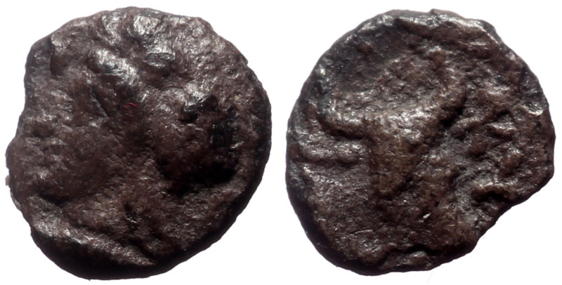 Mysia, Kyzikos AR Hemiobol, (Silver, 0.31 g 7mm) ca 410-400 BC.
Obv: Head of Att...