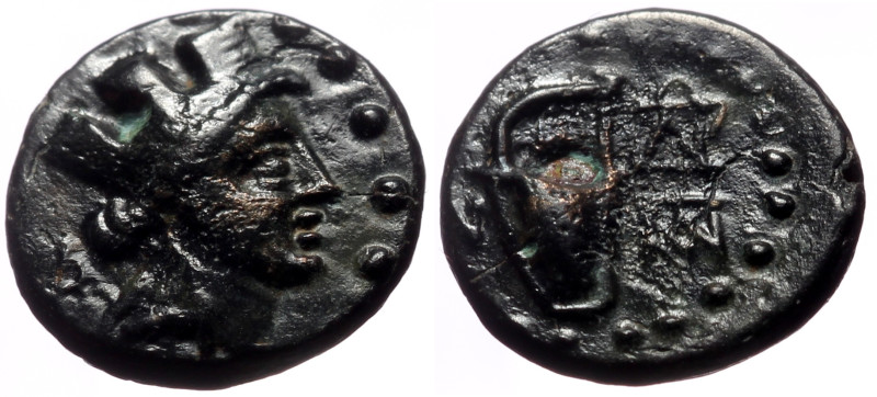 Cilicia, Tarsos AE (Bronze, 1.43g, 12mm) ca 174-164 BC. 
Obv: Turreted head of T...