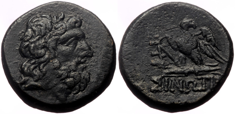 Paphlagonia, Sinope AE (Bronze, 8.02g, 19mm) ca 120-60 BC.
Obv: Laureate head of...