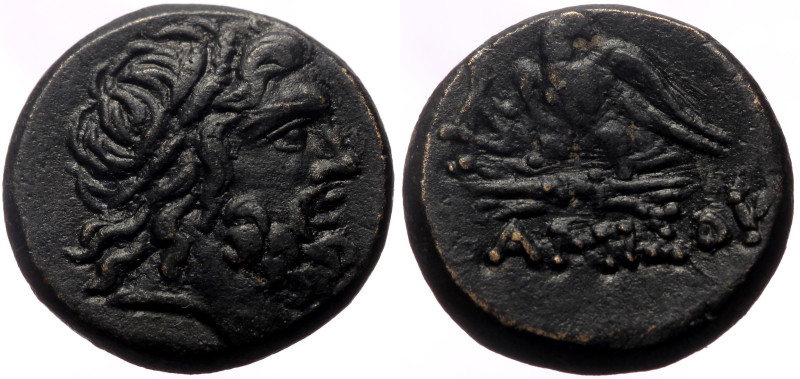 Pontos, Amisos AE (Bronze, 7.64g, 18mm) ca 100-85 BC. 
Obv: Head of Zeus right, ...