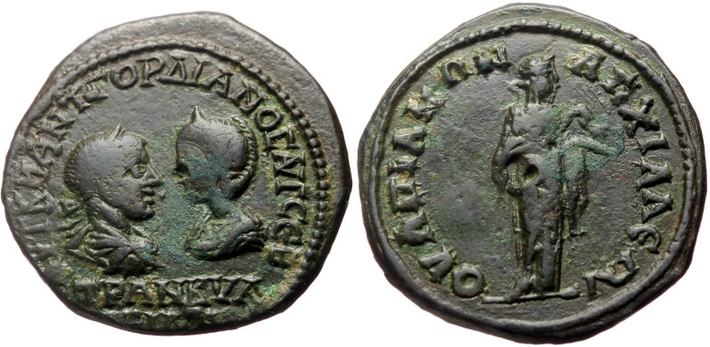 Thrace, Anchialus AE (Bronze, 11.96g, 26mm) Gordian III, with Tranquillina (238-...