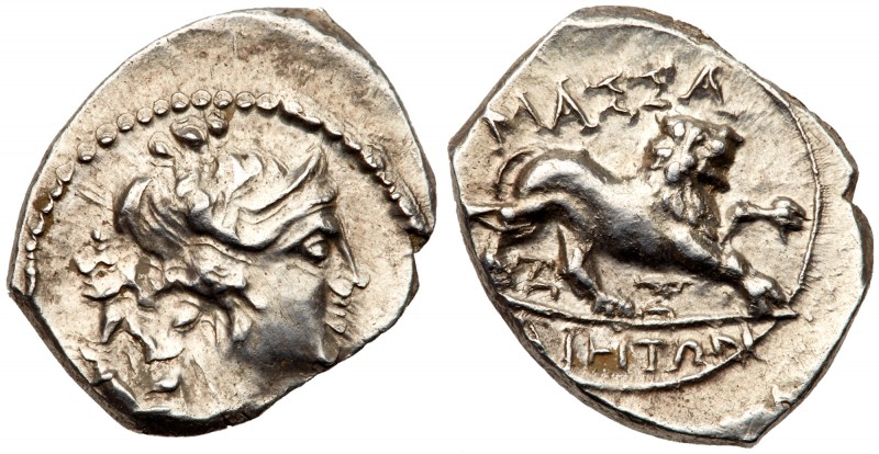 Gaul, Massalia. Silver Drachm (2.68 g), ca. 130-121 BC. Diademed and draped bust...