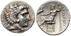 Macedonian Kingdom. Alexander III 'the Great'. Silver Drachm (4.16 g), 336-323 BC. Sardes, ca. 318-315 BC. Head of Herakles right, wearing lion's skin...