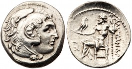 Macedonian Kingdom. Alexander III 'the Great'. Silver Drachm (4.15 g), 336-323 BC. Uncertain mint. Head of Herakles right, wearing lion's skin headdre...