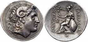 Thracian Kingdom. Lysimachos. Silver Tetradrachm (17.12 g), as King, 306-281 BC. Lampsakos, ca. 297/6-282/1 BC. Diademed head of deified Alexander rig...