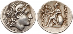 Thracian Kingdom. Lysimachos. Silver Tetradrachm (17.04 g), as King, 306-281 BC. Lampsakos, ca. 297/6-282/1 BC. Diademed head of deified Alexander rig...