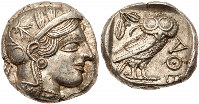 Attica, Athens. Silver Tetradrachm (17.23 g), ca. 454-404 BC. Helmeted head of A...