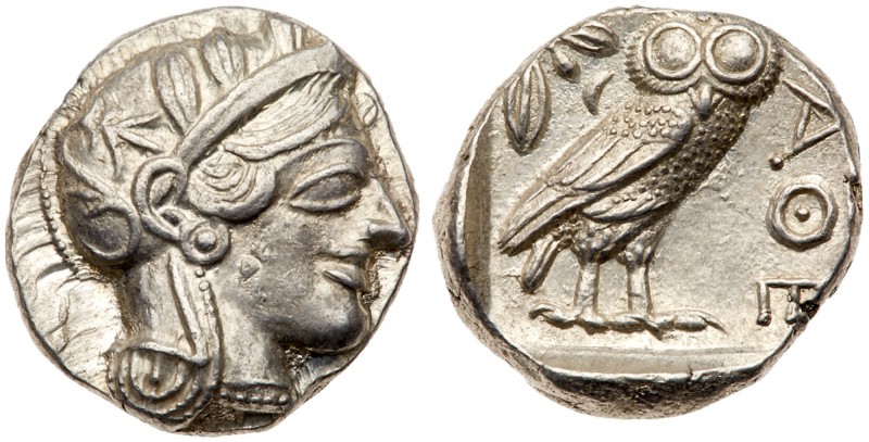 Attica, Athens. Silver Tetradrachm (17.17 g), ca. 454-404 BC. Helmeted head of A...