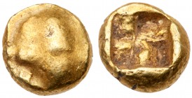 Ionia, Uncertain mint. Electrum 1/24 Stater (0.63 g), ca. 600-550 BC. Boar's head (?) left. Reverse: Incuse square punch. SNG Kayhan -; Weidauer -; Ro...