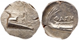 Lycia, Phaselis. Silver Stater (10.46 g), 4th century BC. Prow of galley right. Reverse: &Phi;A&Sigma;H, stern of galley left. Cf. Heipp-Tamer series ...