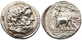 Seleukid Kingdom. Seleukos I Nikator, 312-281 BC. Silver Tetradrachm (17.17 g). Seleucia on the Tigris, ca. 294-293 BC. Head of Zeus right, wearing la...