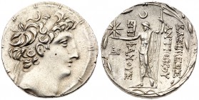 Seleukid Kingdom. Antiochos VIII Epiphanes. Silver Tetradrachm (16.38 g), sole reign, 121/0-97/6 BC. Ake-Ptolema&iuml;s, ca. 121/0-113 BC. Diademed he...
