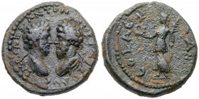 Judaea, Aelia Capitolina (Jerusalem). Marcus Aurelius and Lucius Verus. &AElig; (13.68 g), AD 161-180 and 161-169 respectively. Laureate, draped and c...