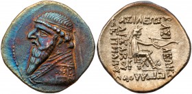 Parthian Kingdom. Mithradates II. Silver Drachm (4.01 g), 121-91 BC. Rhagai, ca. 109-96/5 BC. Diademed and draped bust of Mithradates II left. Reverse...