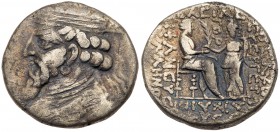 Parthian Kingdom. Vonones I. BI Tetradrachm (13.79 g), ca. AD 8-12. Seleukeia on the Tigris, Gorpiaios SE 323(?) (August AD 12). Diademed bust of Vono...