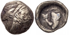 Kingdom of Persis. Bagadat (Bayadad). Silver Hemidrachm (2.0 g), early-mid 3rd century BC. Contemporary imitation(?). Bearded head right, wearing kyrb...