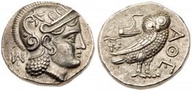Baktria, Uncertain. Silver Didrachm (8.16 g), ca. 323-240 BC. Copying Athens. Hekatompylos. Helmeted head of Athena right, profile eye; behind, monogr...